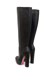 High-Heel Black Leather Boots Milena